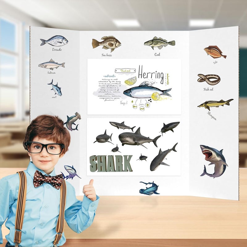 Hautoco 36'' x 48'' Trifold Poster Board 2 Pack Large Tri Fold Project Boards White Corrugated Presentation Cardboard for Science Fairs, School Projects, Event Displays, Business - Image 4